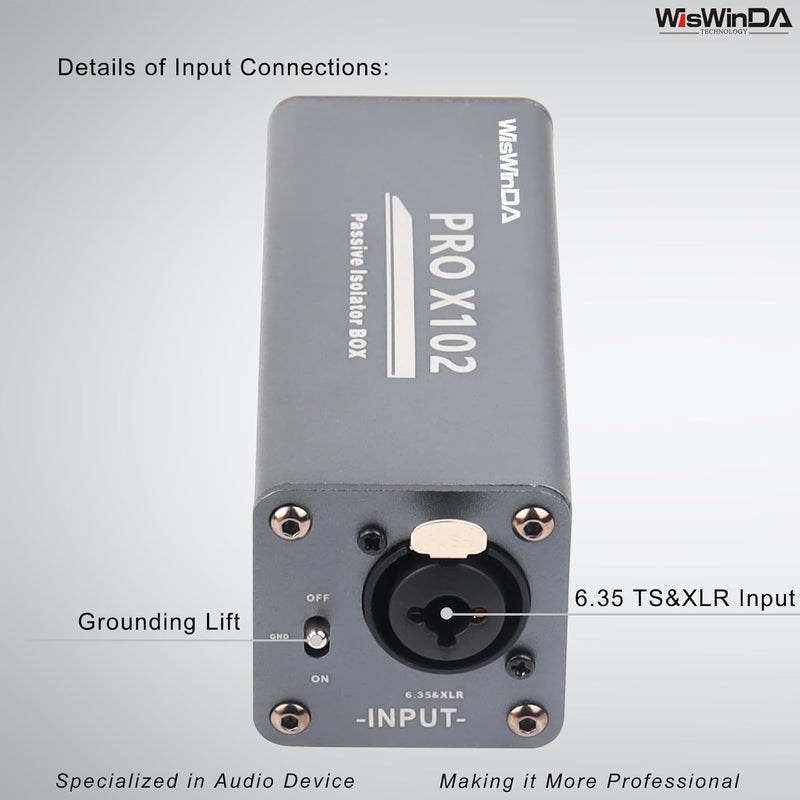 WisWinDa Store Pro X102-1S 1/4 6.35 TRS/TS/XLR Multi-Purpose Hum Eliminator Box Microphone and Audio Player Ground Loop Noise Isolator HiFi Stereo Noise Filter for Different Audio Using Systems - Image 3